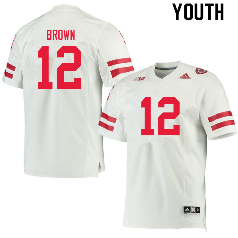 Youth #12 Omar Brown Nebraska Cornhuskers College Football Jerseys Sale-White - Click Image to Close